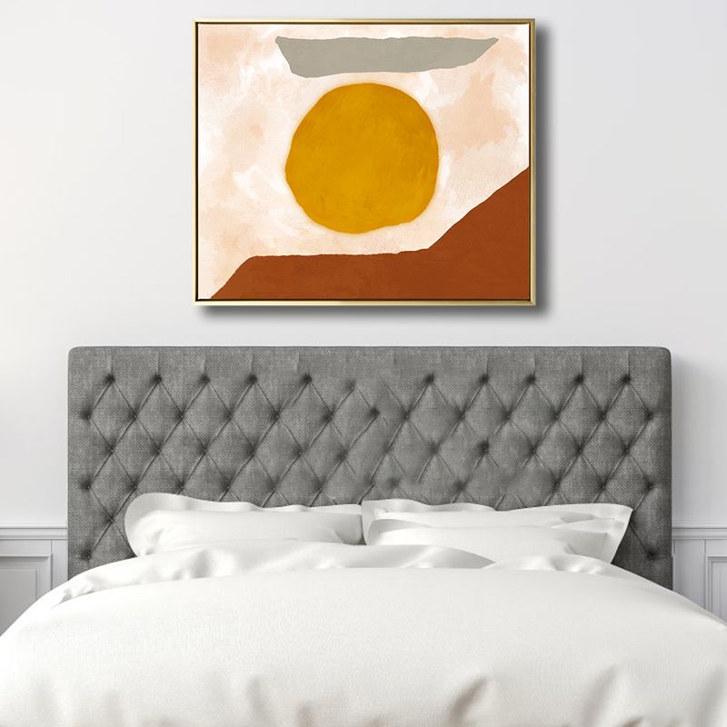 Traditional Abstract Painting Art Print Canvas Textured Yellow Wall Decor for Home