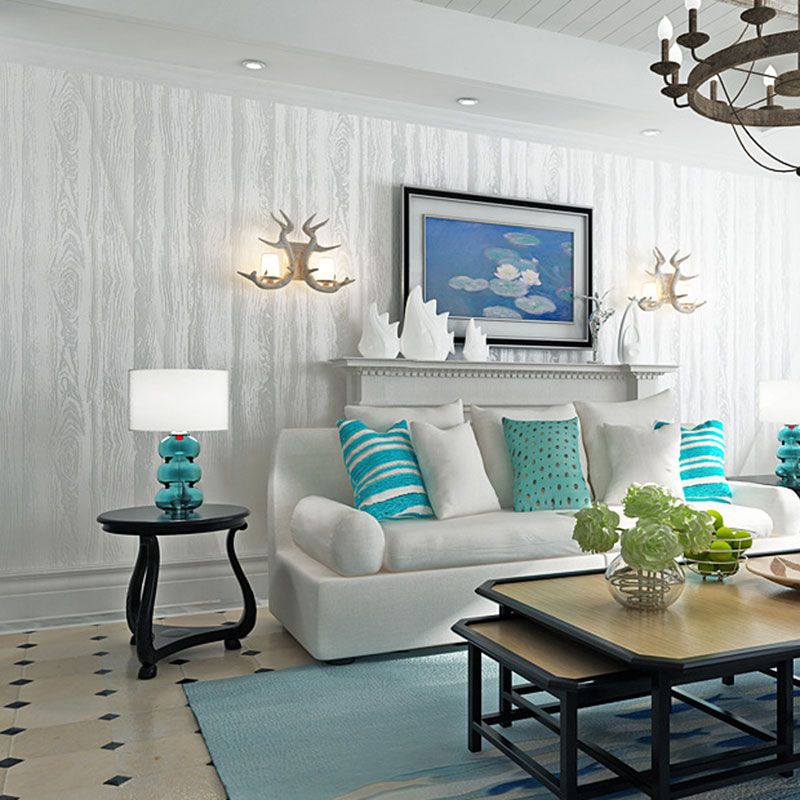 Bedroom Wallpaper with Wooden Texture in Brown and Beige , 20.5"W x 33'L, Non-Pasted