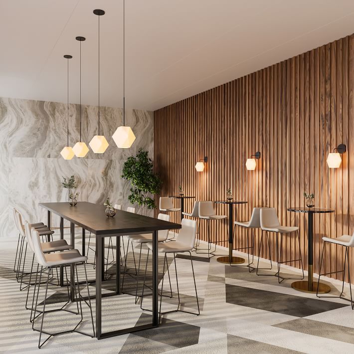 Pine Wood Bar Dining Table Industrial Rectangle Bar Table with Sled Pedestal