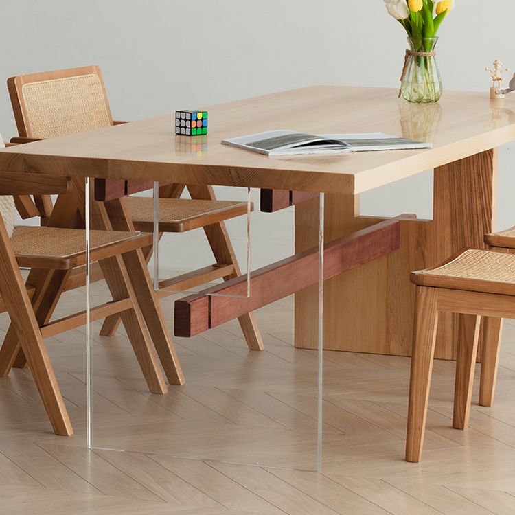 Modern Rectangle Dining Set 1/2/4/7 Pieces Solid Wood Dining Table with Chairs