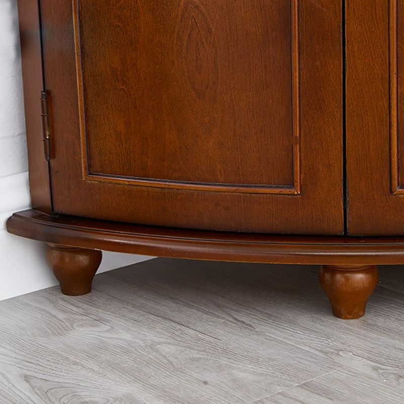 Mid-Century Modern Home Paned Cabinet Solid Wood Corner Side Cabinet