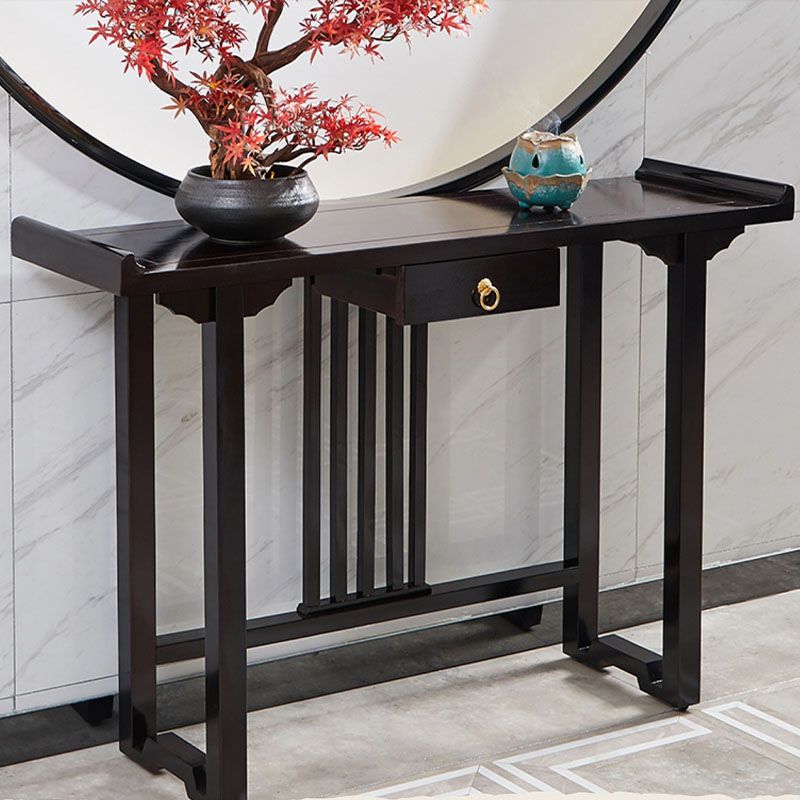 Pine Console Table Mid-Century Modern Rectangle Accent Table for Hall