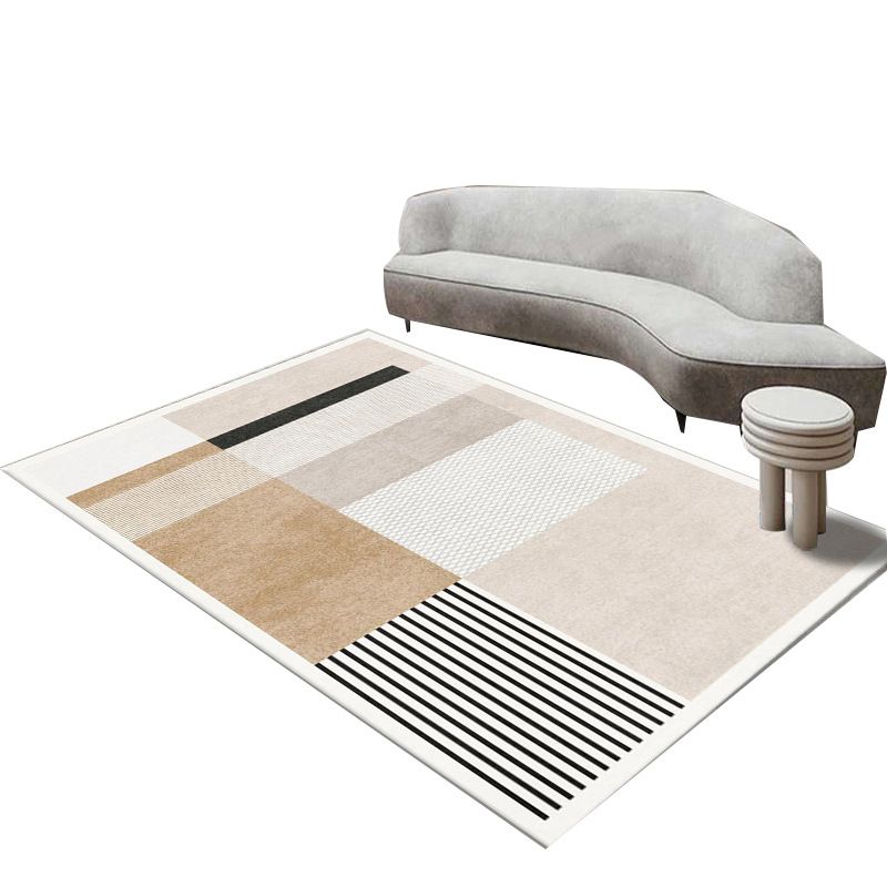 Modern Area Rug Funky Contrast Panel Rug Polyester Stain Resistant Carpet for Living Room