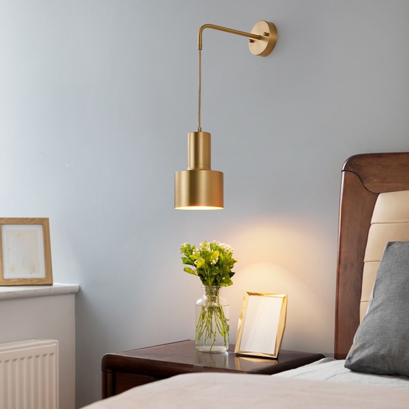 Metal Cylinder Sconce Light Fixture Modern 1-Light Wall Light