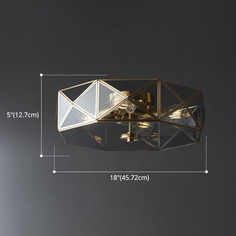 Octagon Flush Mount Plafond Licht Colonial Clear Glass Ceiling Mount Light Fixture voor slaapkamer