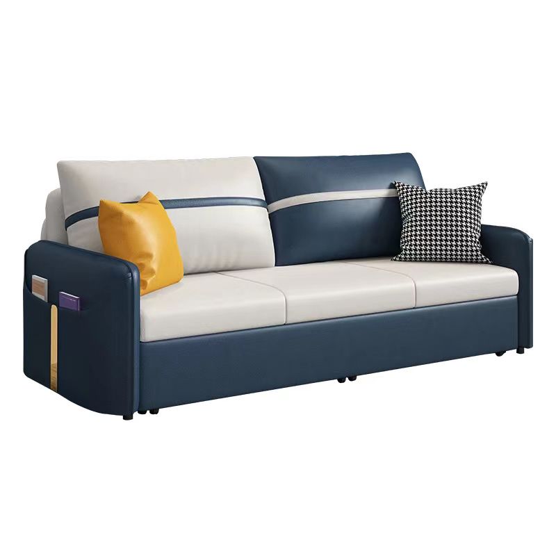 Modern 31.5" H Faux Leather Square Arm Sofa Bed for Apartment