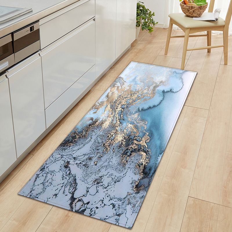 Industrial Marble Print Rug Polyester Indoor Carpet Non-Slip Backing Area Rug for Home Decoration