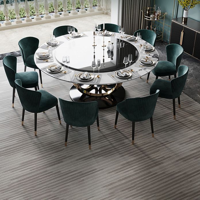 Ronde marmeren eettafel traditionele luxe eetkamercollectie met voetstukbasis