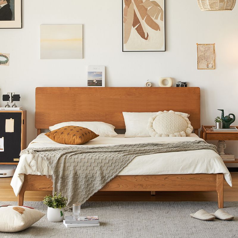 Modern Standard Bed Solid Wood Bed Frame with Headboard and Mattress