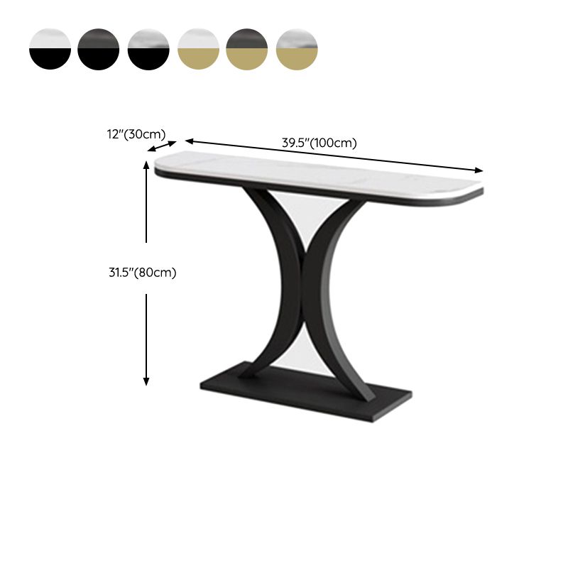 31.5" Tall Glam Accent Table 1-shelf Stone Console Table for Hall