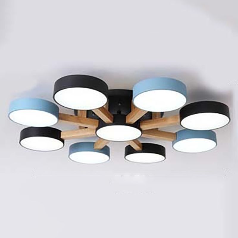 Nordic Round Ceiling Light Colorful Multi Light Flush Mount Light for Bedroom