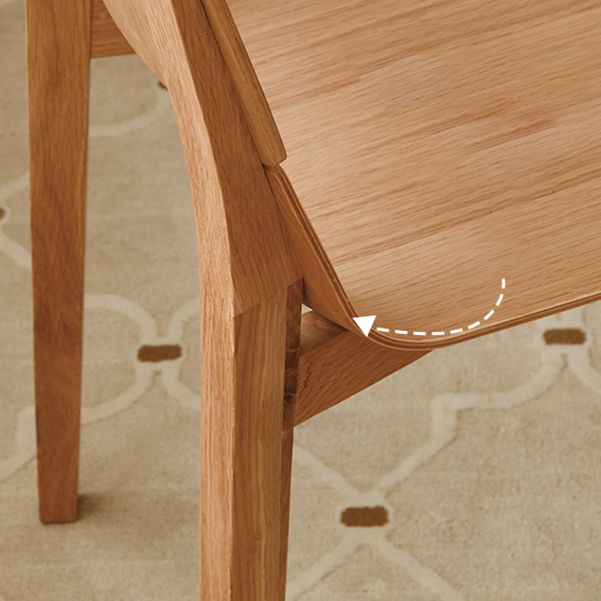 Contemporary Solid Wood Armles Dining Side Chair with Open Back