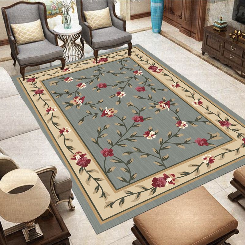 Modern European Area Rug Medallion Print Indoor Rug Washable Carpet with Non-Slip Backing