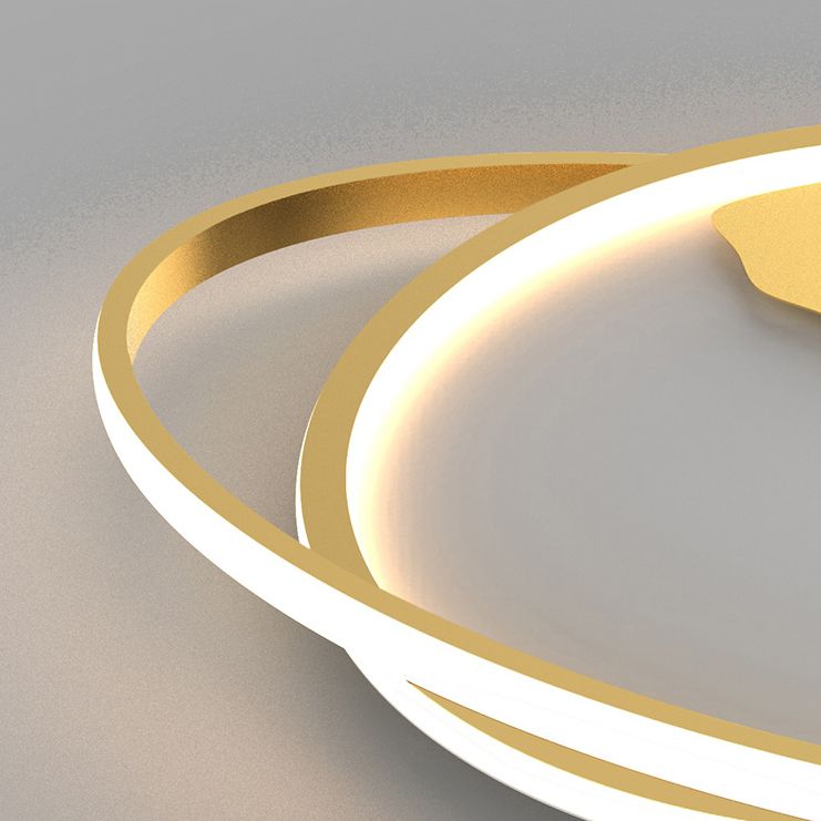 Ringed Planet Kinderzimmer Deckenbündige Halterung Metall LED Minimalist Flush Light Armatur in Gold