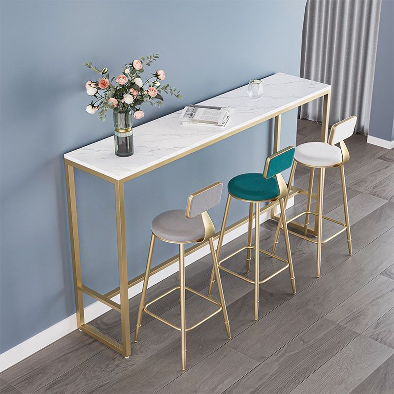 Low Back Upholstered Dining Stools Round Bar Stools with Footrest