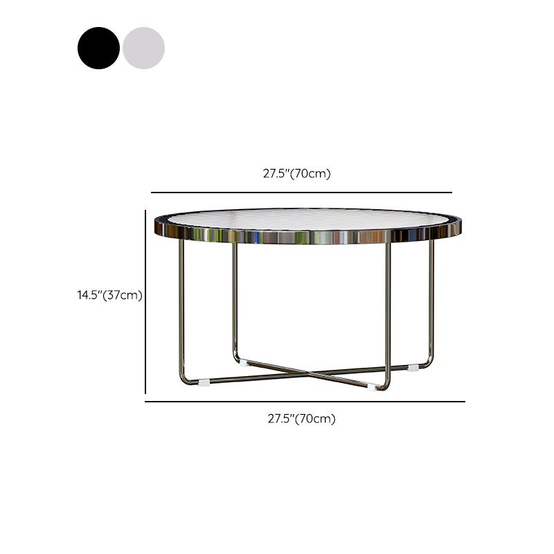 Round Cross Legs Coffee Table Stainless Steel Cocktail Table