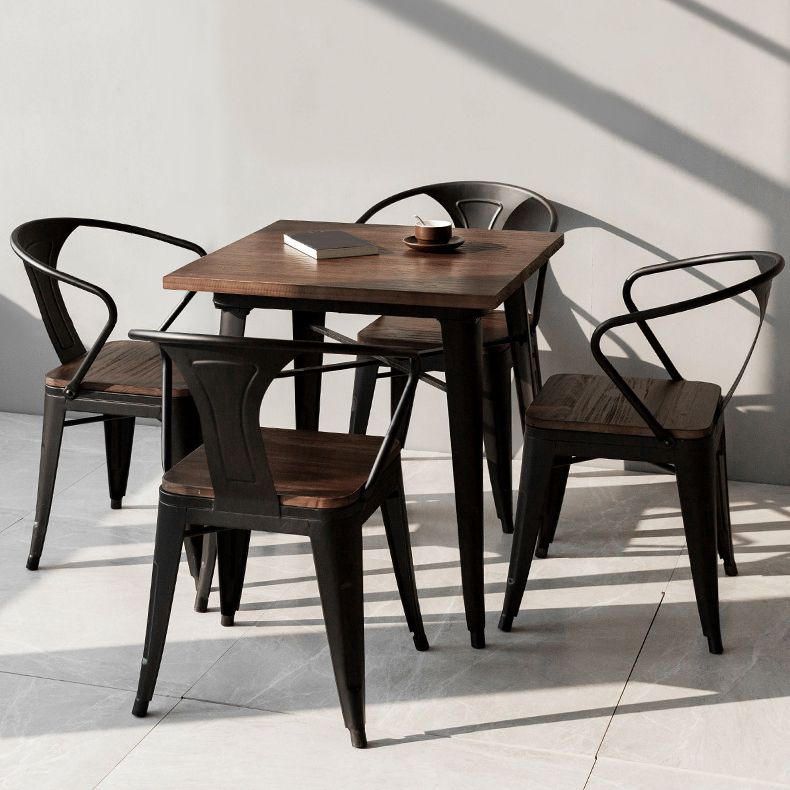 Industrial 4 Legs Pedestal Dining Table Pine Table for Dining Room