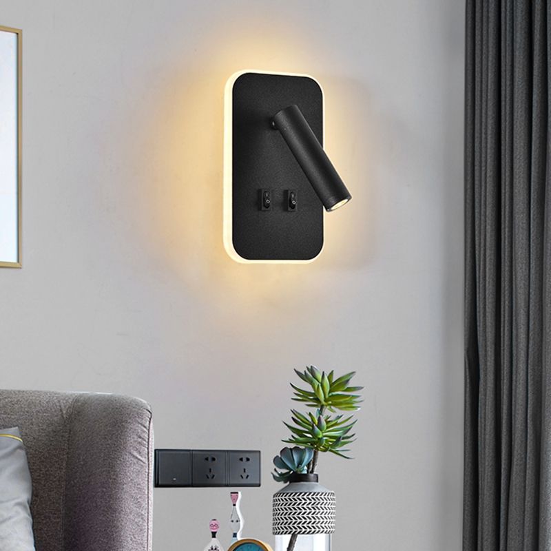 Modernist Wall Light Fixture Metal Black and White Wall Sconce for Bedroom