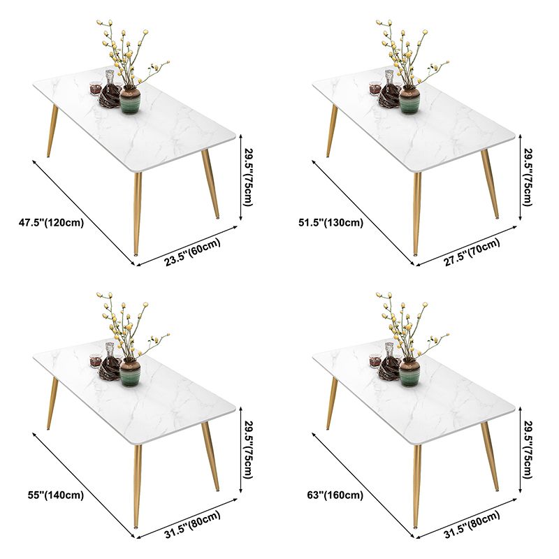 Metal Traditional Luxury Rectangle Indoor Table Sintered Stone Table with Legs