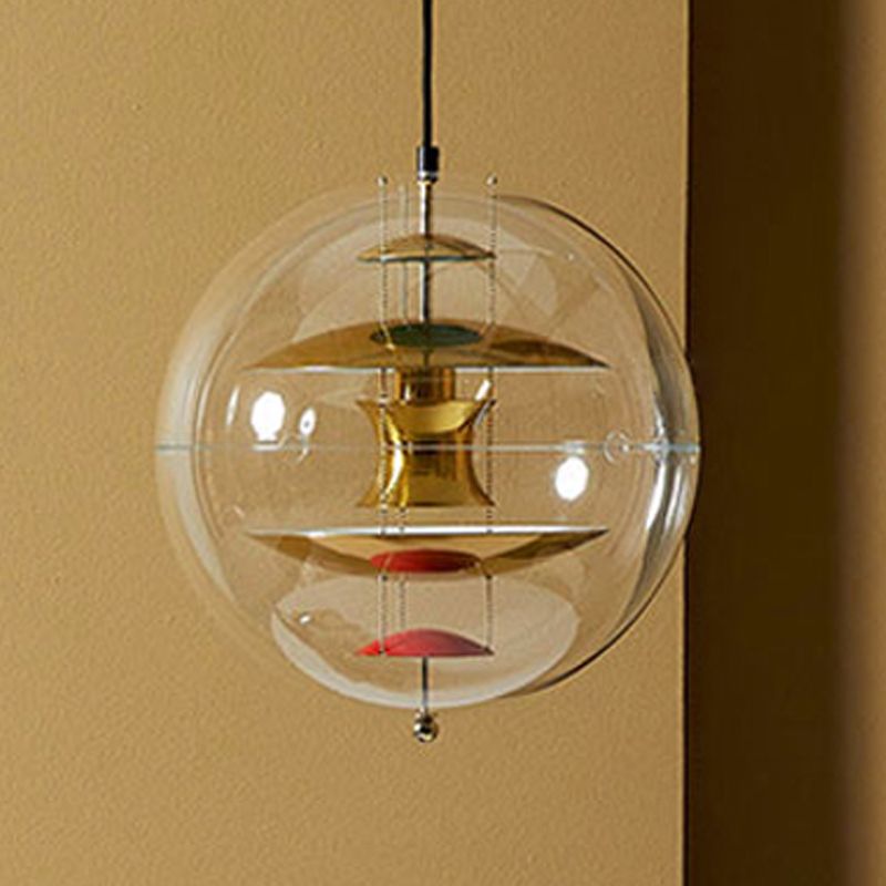 Clear Ball Shade Hanging Light Modern Pendent Lighting Fixture for Drawing Room