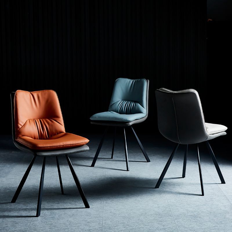 PU Leather Contemporary Restaurant Side Chair Parsons Matte Finish Dining Chair