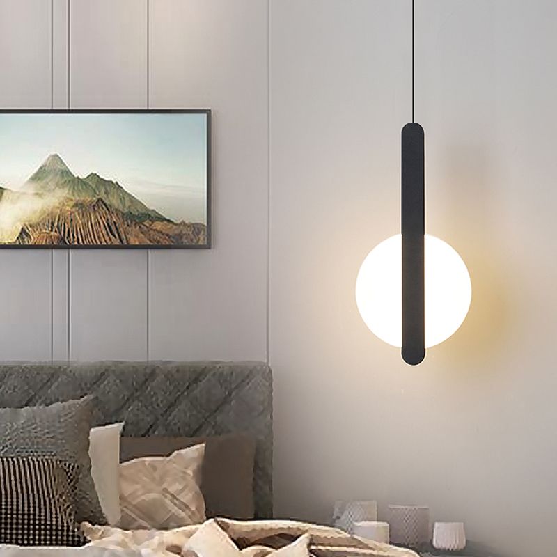 Luminaires suspendus noirs Light lampe à suspension à LED ronde moderne pour chambre à coucher