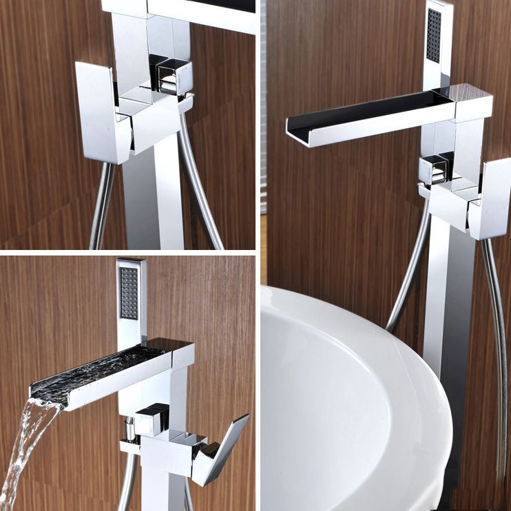 Modern Freestanding Tub Filler Trim Copper Floor Mounted Freestanding Bathtub Faucet