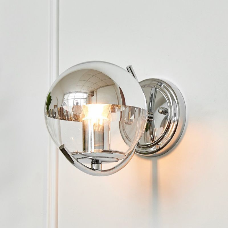 Single Modern Silver Wall Mounted Sconce Glass Wall Light for Living Room
