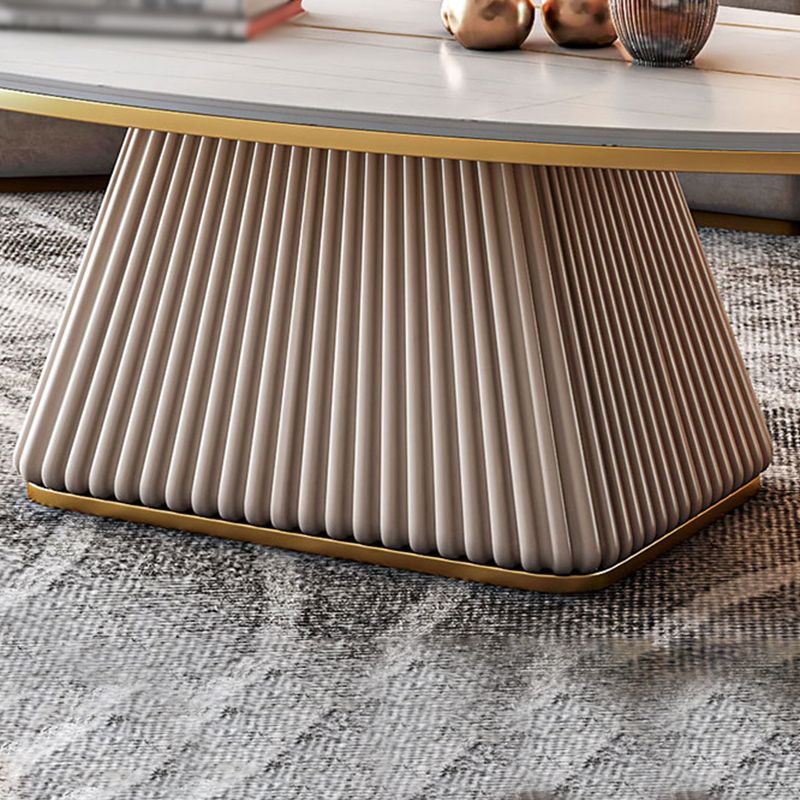 Modern Style Oval Coffee Table Metal Base on Top of Black Gold/platinum/white Slate