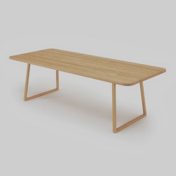 Rectangle Shape Industrial Dining Table Wood Color Fixed Table with Solid Wood