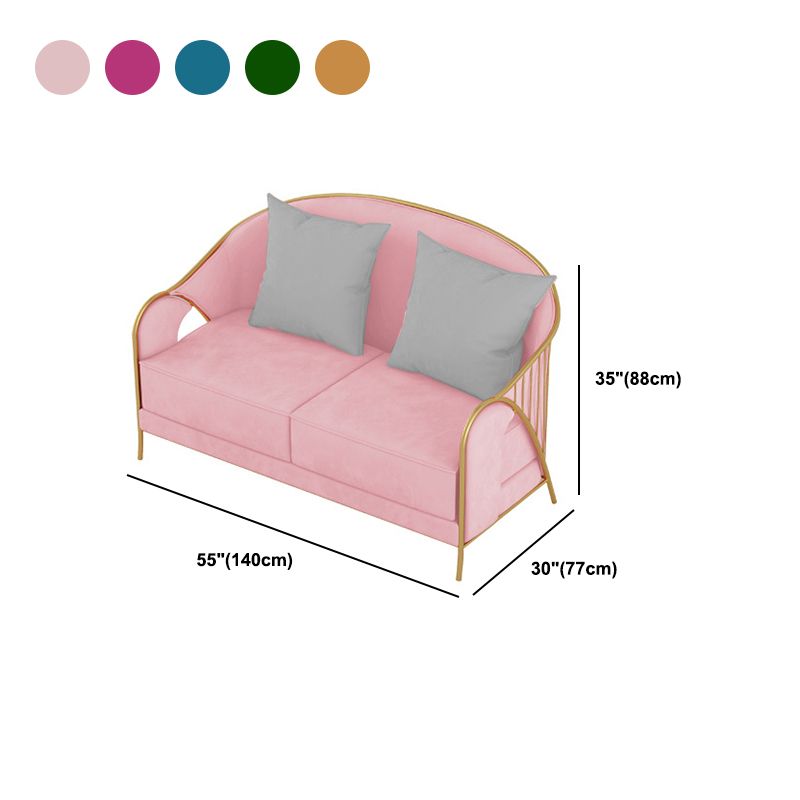 Velvet Sloped Arms Sofa with Tight Back for Living Room 34.65" H