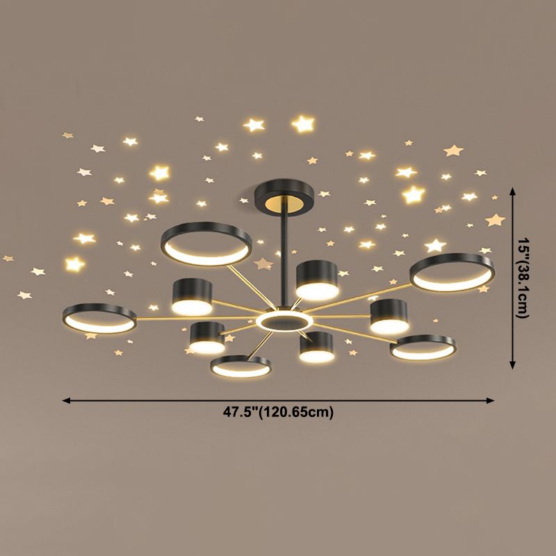 Moderne Esszimmerbeleuchtung mehrerer Ringe Kronleuchter Beleuchtung Metall 11 Licht Kronleuchter