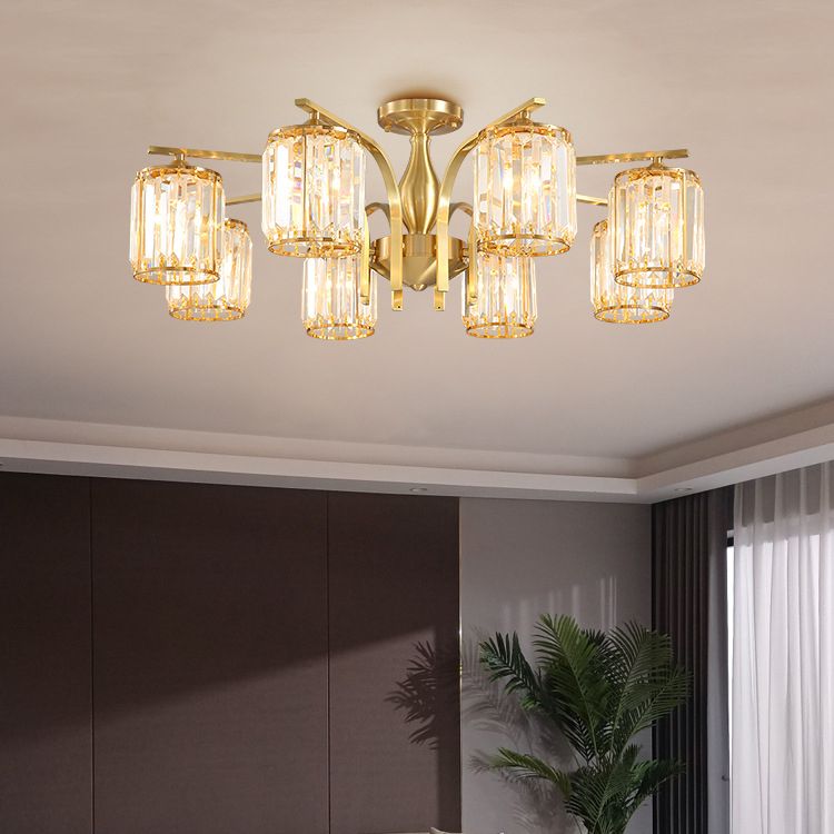 Modern Minimalist Ceiling Lamp Crystal Shade Flush Mount Light Fixture for Bedroom