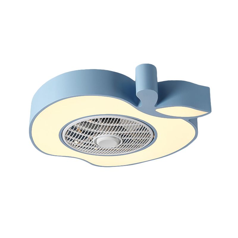 Apple Baby Room Ceiling Fan Lighting Acrylic Kids 21" Wide LED Semi Flush Mount Fixture with Front Grille in Pink/Black/White
