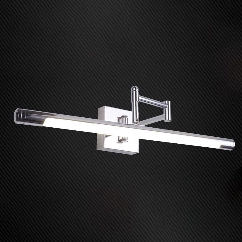 1-Light Linear Mirror Wall Lighting Modern Style Metal Wall Mounted Light in Silver