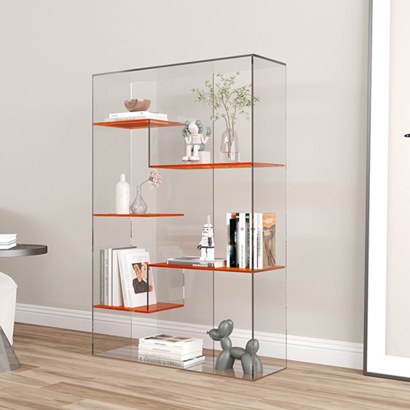Contemporary Open Back Vertical Bookshelf Geometric Acrylic Bookshelf