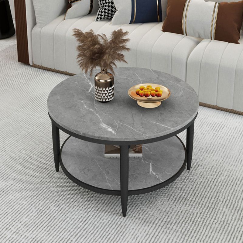 Glam Faux Marble Cocktail Table Four Legs Coffee Table with Storage