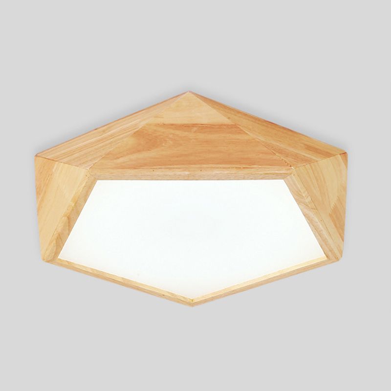 1 Light Geometric Flush Mount Contemporary Wood Flush Light for Bedroom