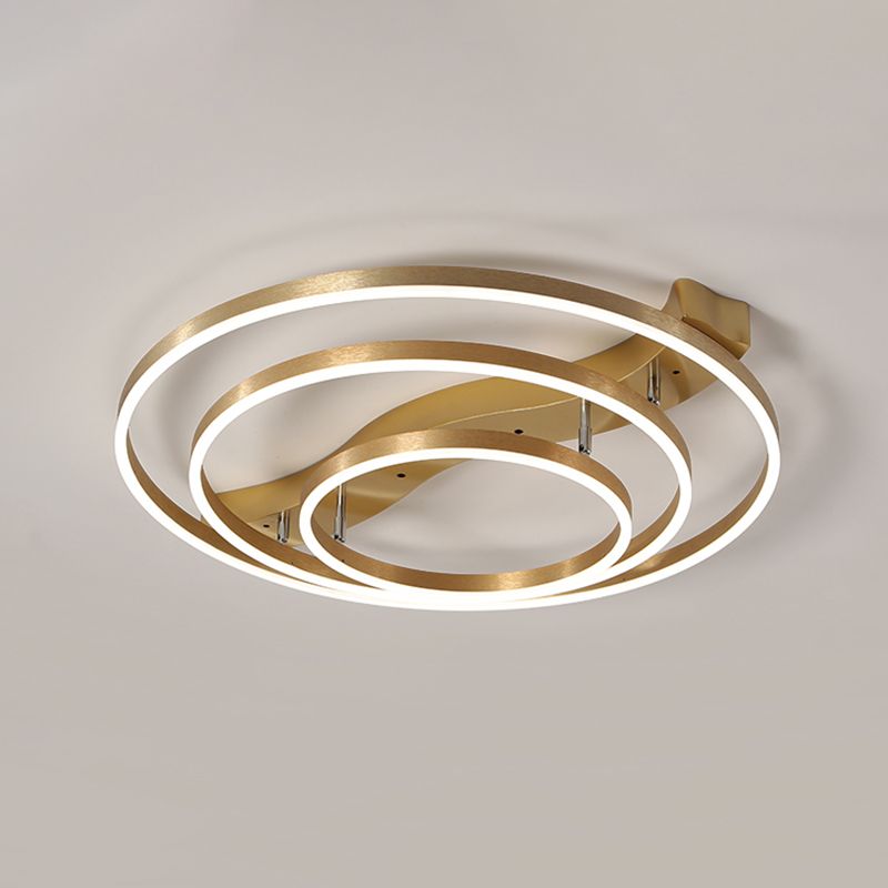 Brass multi-ring flushmount licht eenvoud led metalen plafond spoellicht voor woonkamer