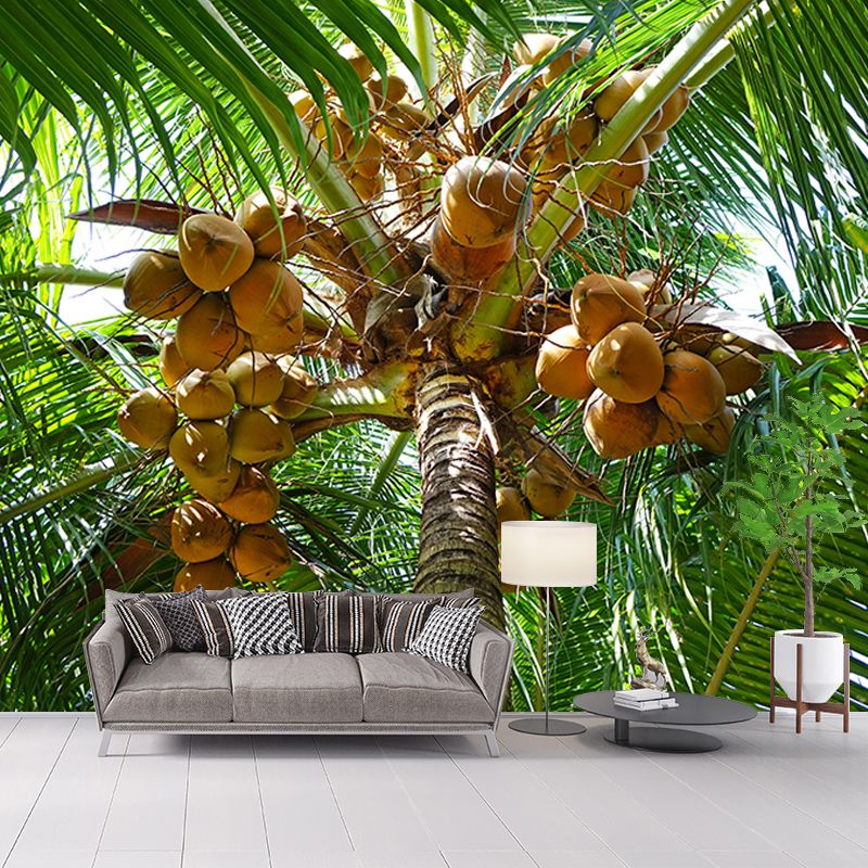 Tropical Coconut Tree Mural for Living Room Waterproofing, Custom Size Available