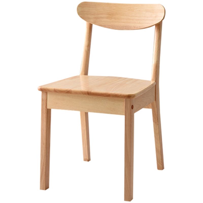 Chaise d'appoint scandinave à dossier ouvert en bois d'hévéa, chaise de salle à manger en bois naturel