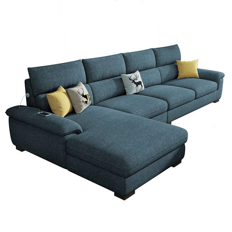 35.43"High Pillow Top Arm Sectional Slipcovered Sofa with Cushion Back