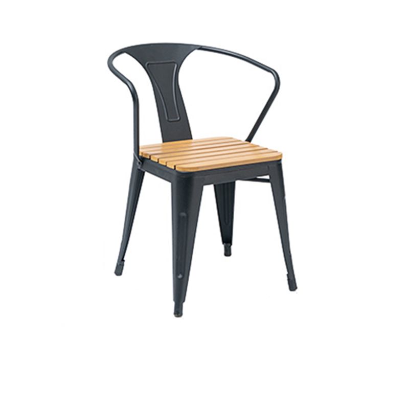 Industrial Metal Stacking Dining Armchair Water Resistant Patio Arm Chair