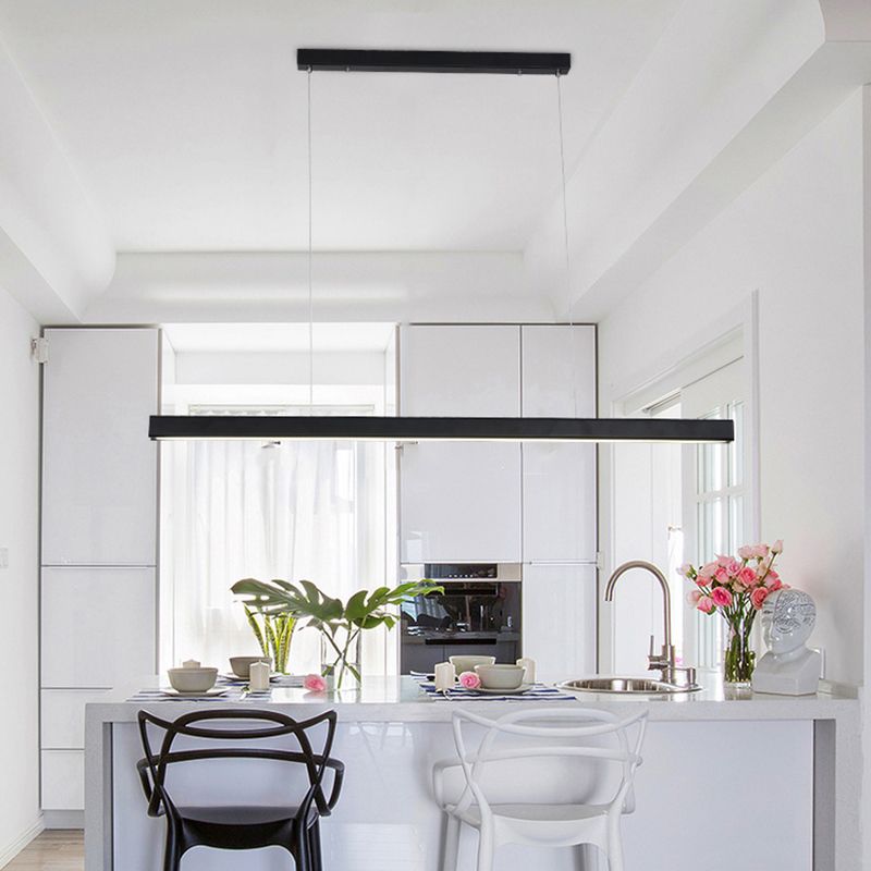 Modern Pendant Lighting for Kitchen Island Linear Pendant Lighting Hanging Lamp in Black