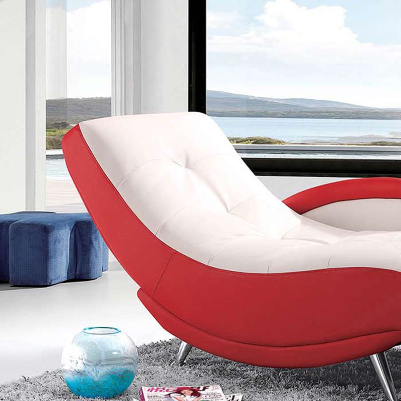 Modern Upholstered Reclining Chaise Lounge with One Arm Faux Leather Chaise