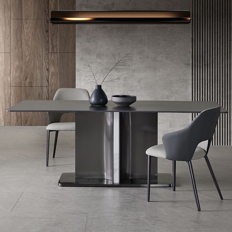 Contemporary Faux Leather Dining Chairs Black Legs Arm Chair