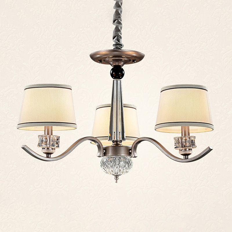 Fabric White Chandelier Tapered 3/6/8-Bulb Country Style Ceiling Pendant Light for Living Room