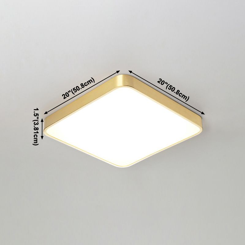 Plafonnier LED de forme ronde en cuivre moderne, 1 lumière, montage encastré pour le salon