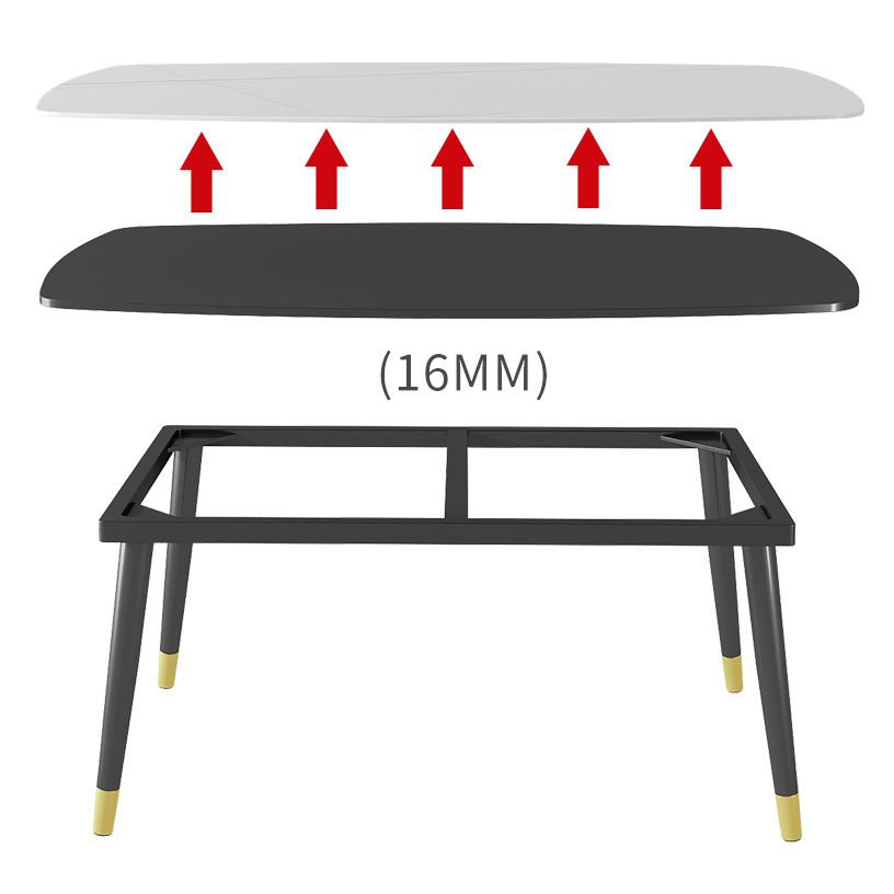 Modern Sintered Stone Top Kitchen Dining Table Rectangle Shape Dining Table with 4 Legs Base