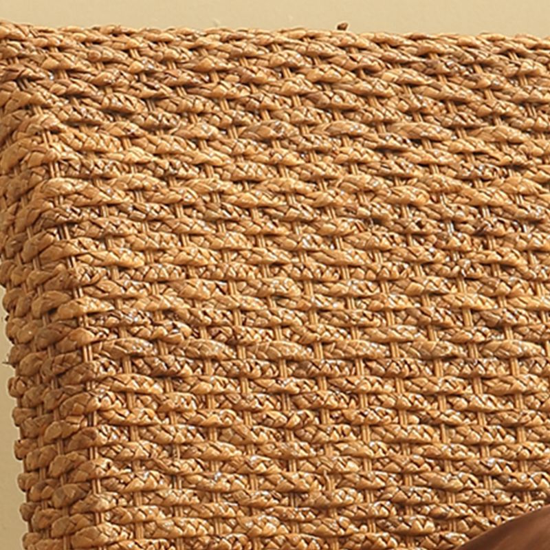 Brown Standard Bed 37.40" High Bed with Headboard Tropical Rattan Style